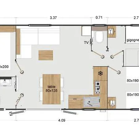 Mobil-home Familial, Animaux Ok - 6 Pers. - Api-1-52-2982 Camping *